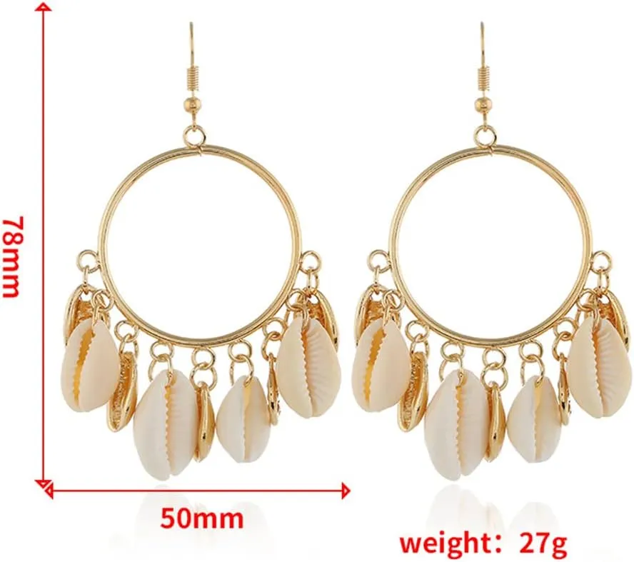 Seashell Earrings - Gold Silver Snail Conch Seashell Starfish Octopus Drop Dangle Huggie Hoop Stud Earrings for Girls Women, Cosplay Party Halloween Christmas Beach Jewelry Ocean Girls Gift
