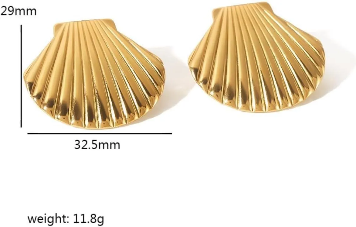 Seashells Earrings,18k Gold Plated Chunky Gold Earrings,Summer Ocean Beach Jewelry Gift for Womem