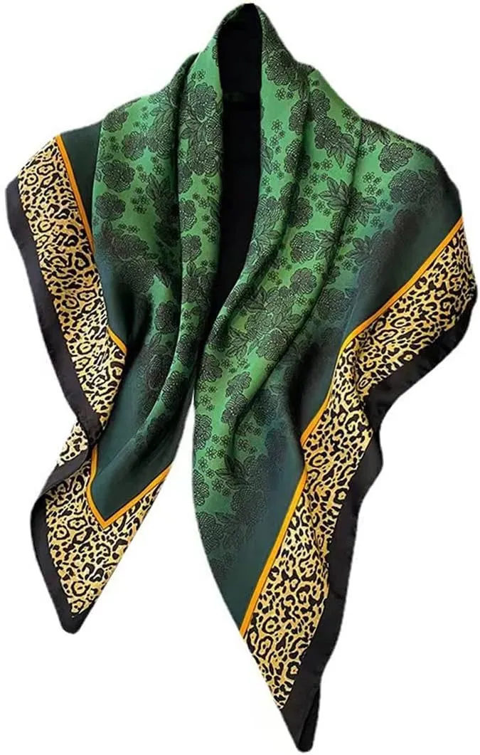 Silk Feeling Scarf Ladies Large Square Satin Headscarf Shawl Neckerchiefs Hair Scarves and Wraps 90x90cm