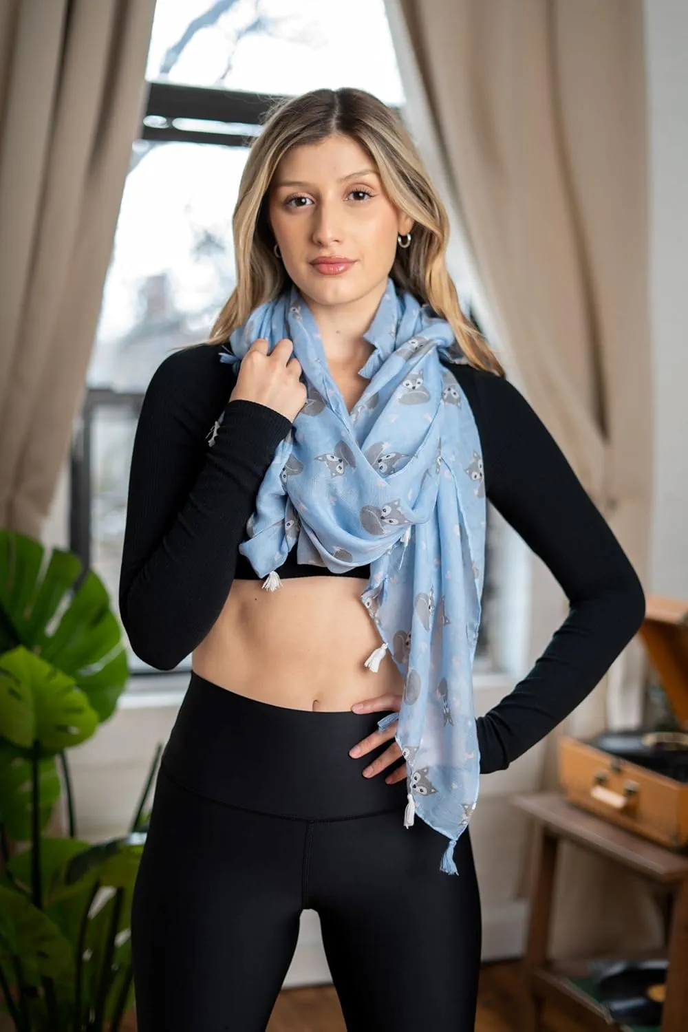 Silk Scarf for Women - Floral & Leopard Print Scarf for Spring/Summer, Satin Shawl Wrap/Scarves for Head & Neck
