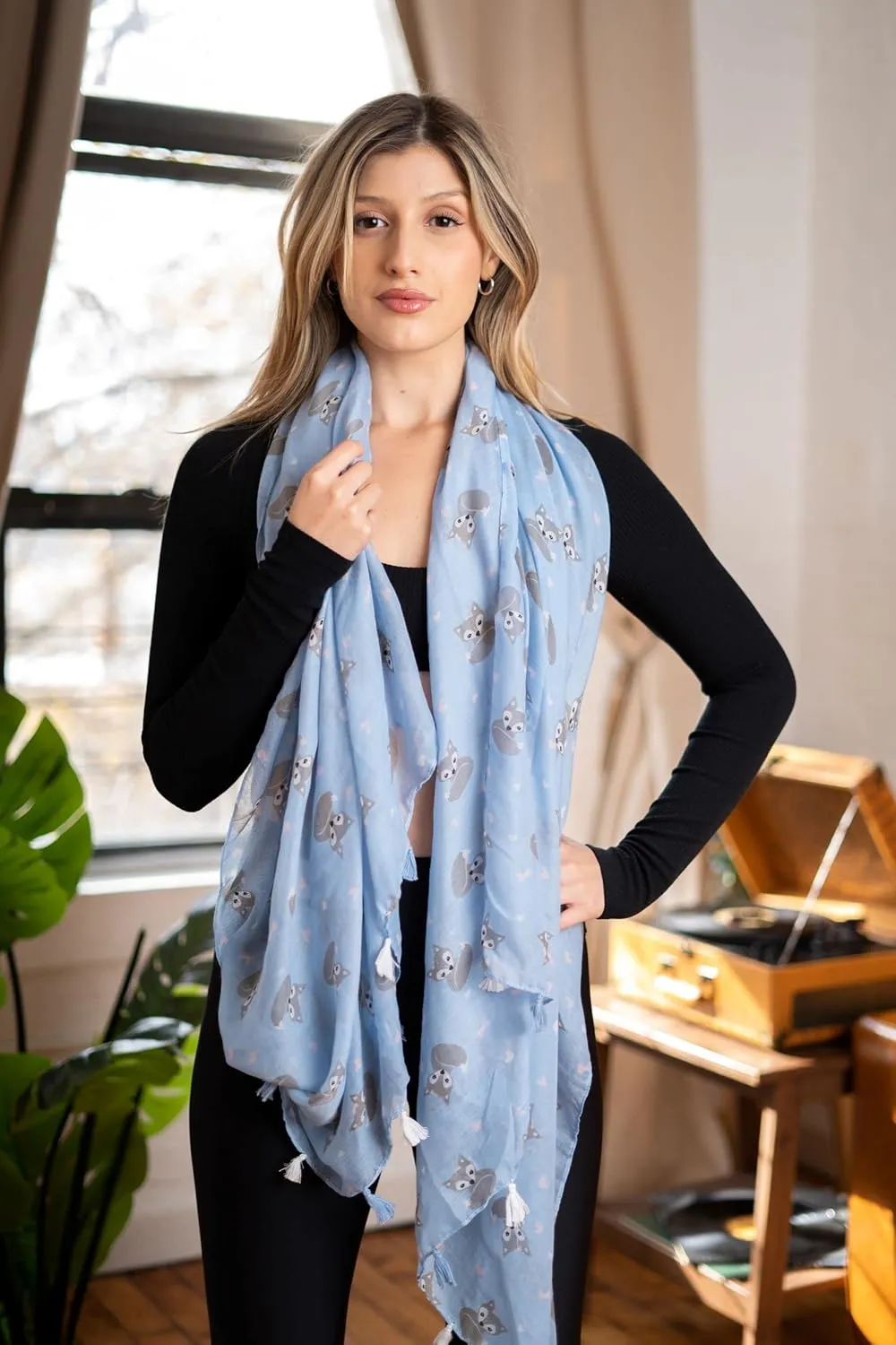 Silk Scarf for Women - Floral & Leopard Print Scarf for Spring/Summer, Satin Shawl Wrap/Scarves for Head & Neck