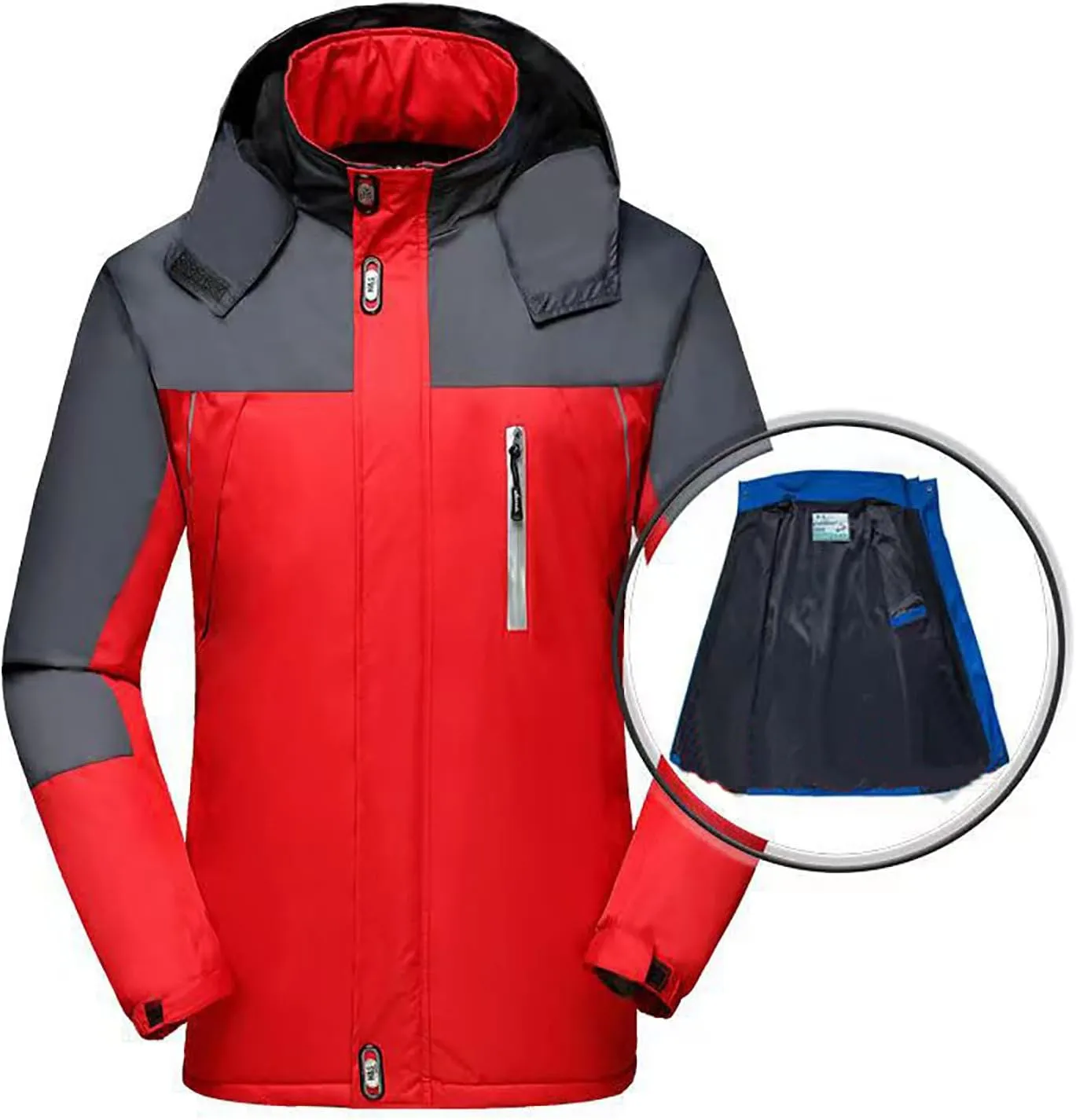 Sinzelimin Men's Rain Jackets Fall Winter Windproof Warm Outdoor Sports Jackets Plus Size Snow Coat Hoodies Windbreaker