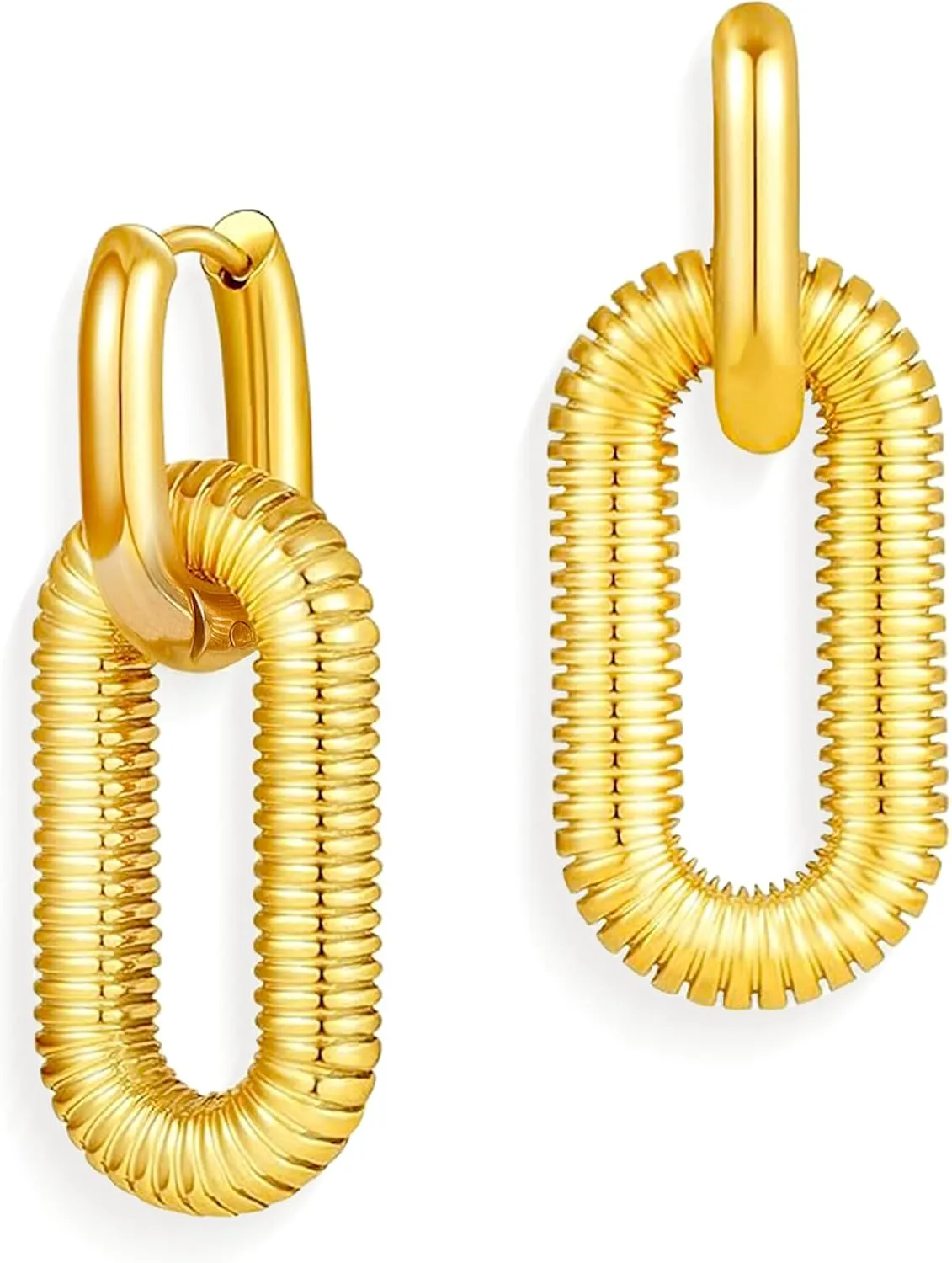 Sonateomber Chunky Gold Hoop Dangle Drop Earrings for Women, Trendy Statement Paperclip Dangling Huggie Earing Prom Jewelry Gift
