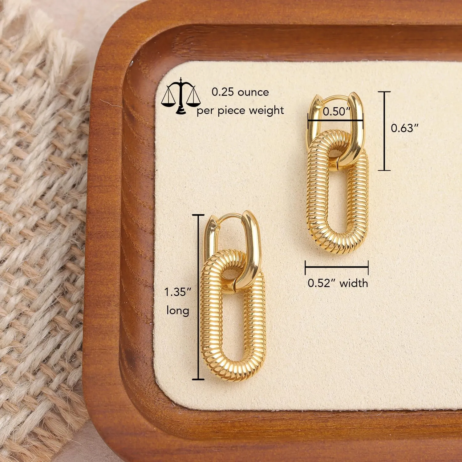 Sonateomber Chunky Gold Hoop Dangle Drop Earrings for Women, Trendy Statement Paperclip Dangling Huggie Earing Prom Jewelry Gift