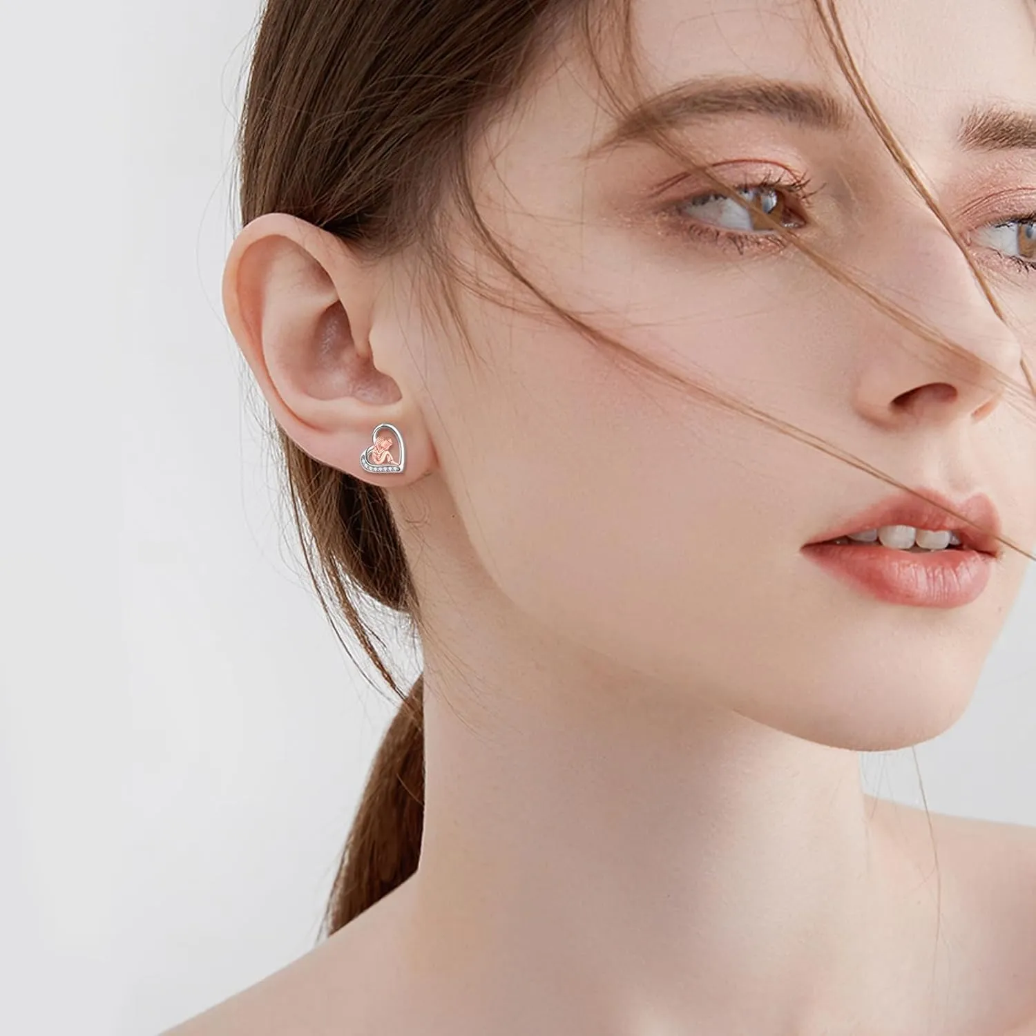 Sports Earrings Sterling Silver Heart Stud Earrings Jewelry Gifts for Women Sporty Person