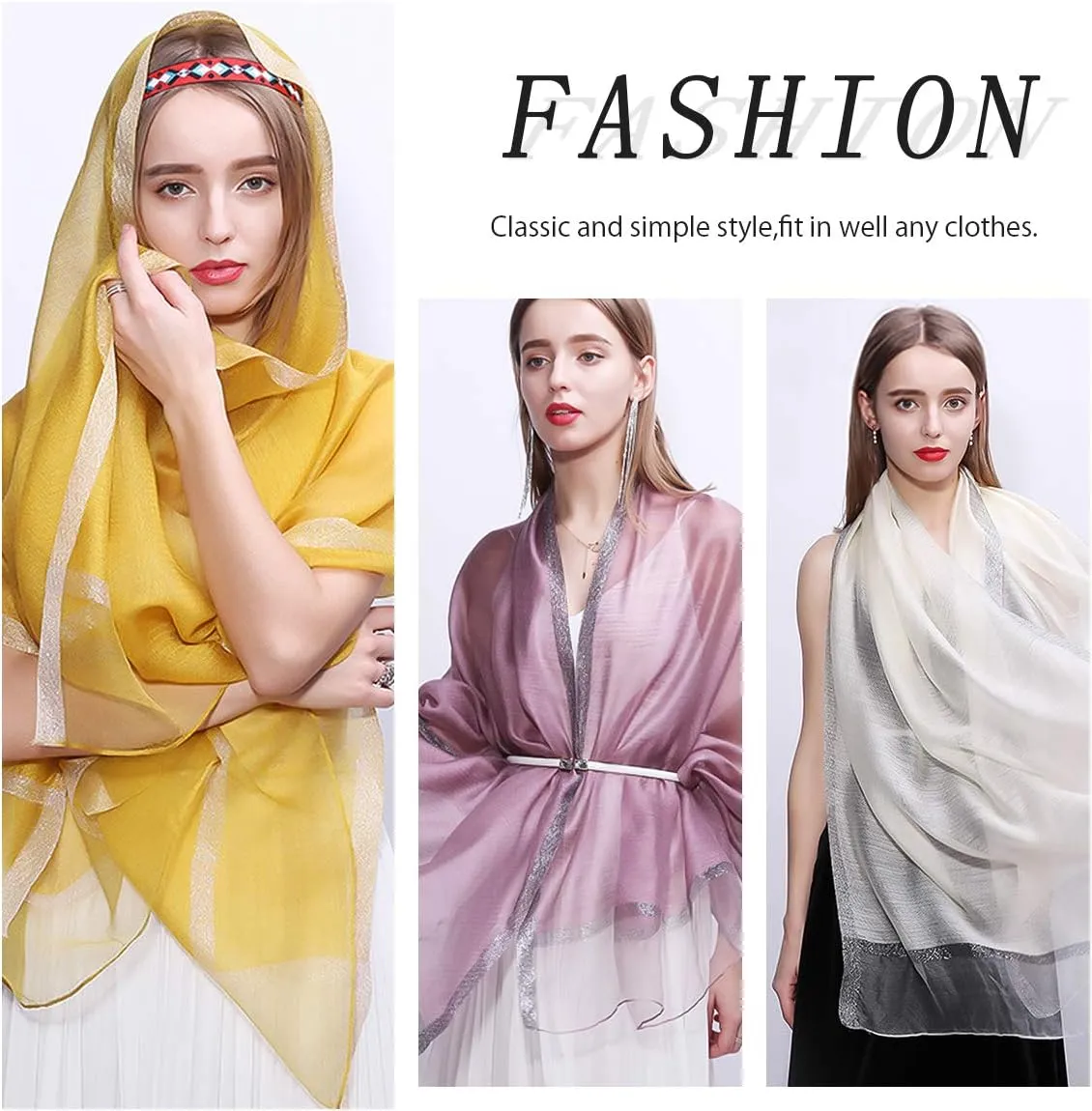 Spring New Silk Scarf Chiffon Scarf Women Solid Color Bead Scarf Silk Stitching Tulle Design Sun Protection Shawl