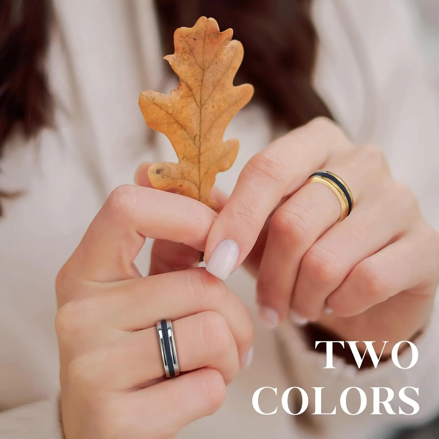 Stainless Steel Rings with Blue Rope Inlay - 6mm Wide, Elegant Unisex Wedding Band Dual-Tone Options in Gold and Silver, Symbol of Love and Unity
