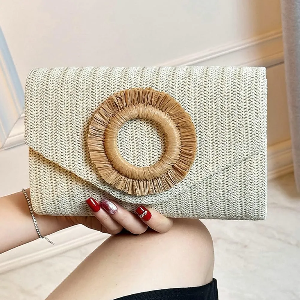 Straw Clutch Purse for Women Summer Beach Handmade Bag Evening Clutch Handbags for Formal Party Wedding 2025