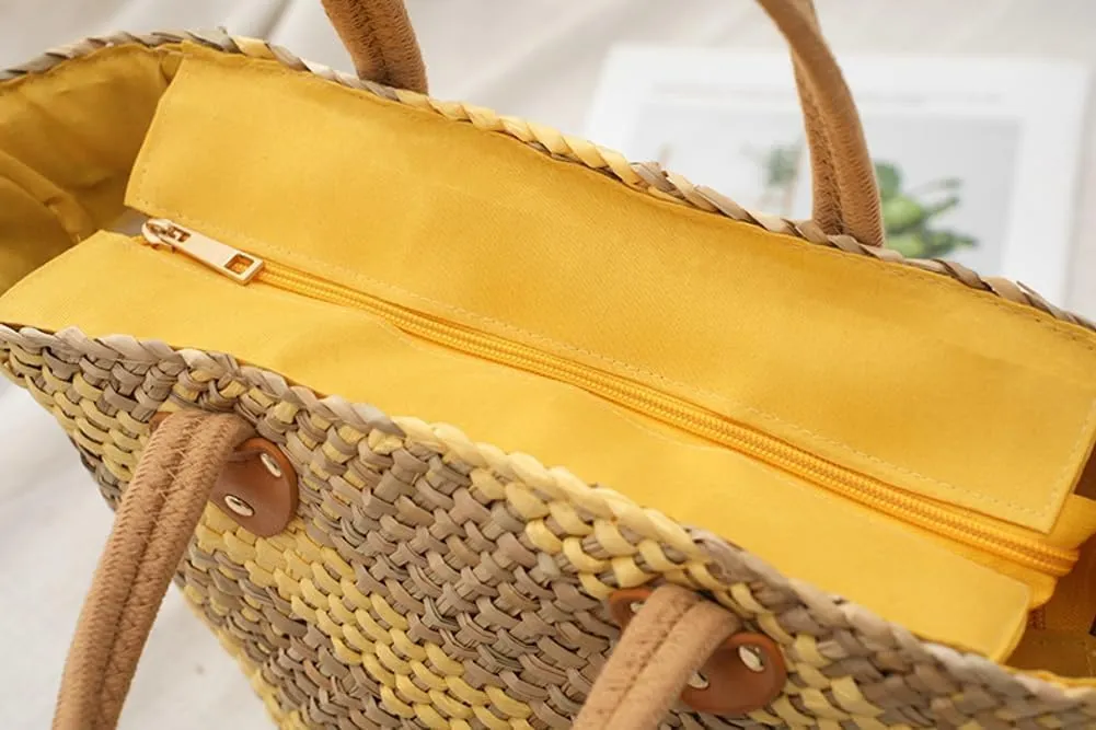 Straw Tote Bag for Women Hand Woven Shoulder Bag Large Beach Bag Straw Hobo Bag Vintage Straw Hobo Handbags