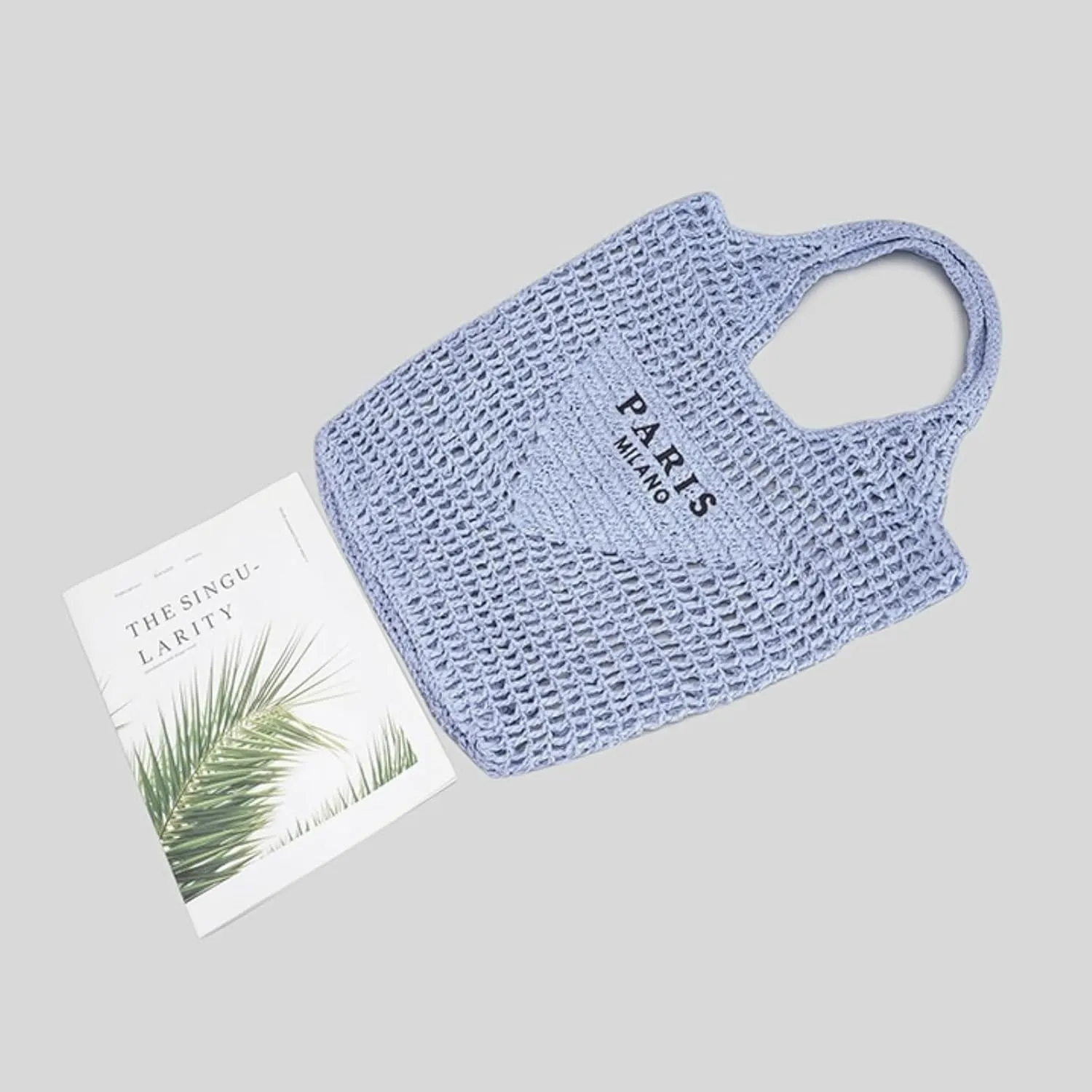 Straw Woven Bag Womens Beach Bag Fashion Crochet Shoulder Bag Hobo Bag Foldable Tote Bag for Holiday Picnic