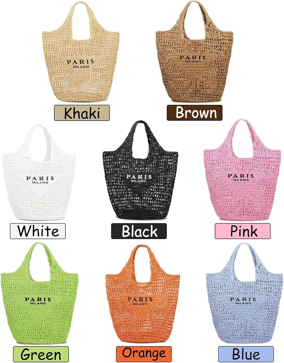 Straw Woven Bag Womens Beach Bag Fashion Crochet Shoulder Bag Hobo Bag Foldable Tote Bag for Holiday Picnic