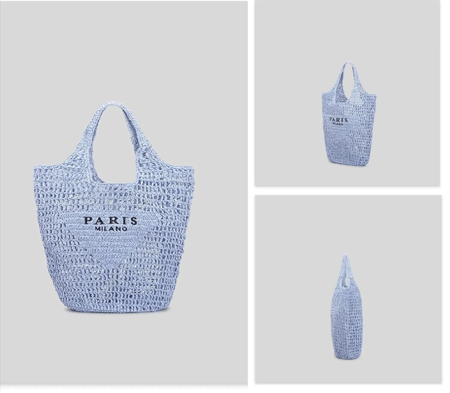 Straw Woven Bag Womens Beach Bag Fashion Crochet Shoulder Bag Hobo Bag Foldable Tote Bag for Holiday Picnic
