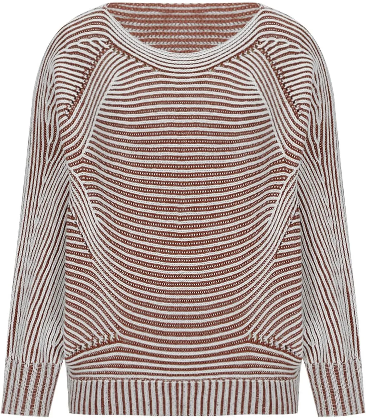 Striped Ribbed Knit Pullover Sweaters for Women Oversize Long Sleeves Loose Casual Sweater Winter Knitted Tops