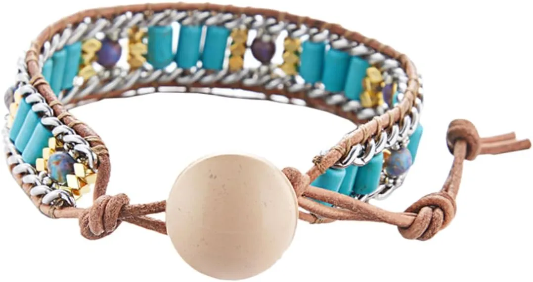 Style Women Woven Natural Stone Bracelet Bangle Exquisite Jewelry Present for Any Occasion Skin Friendly and Durable Design for Wear