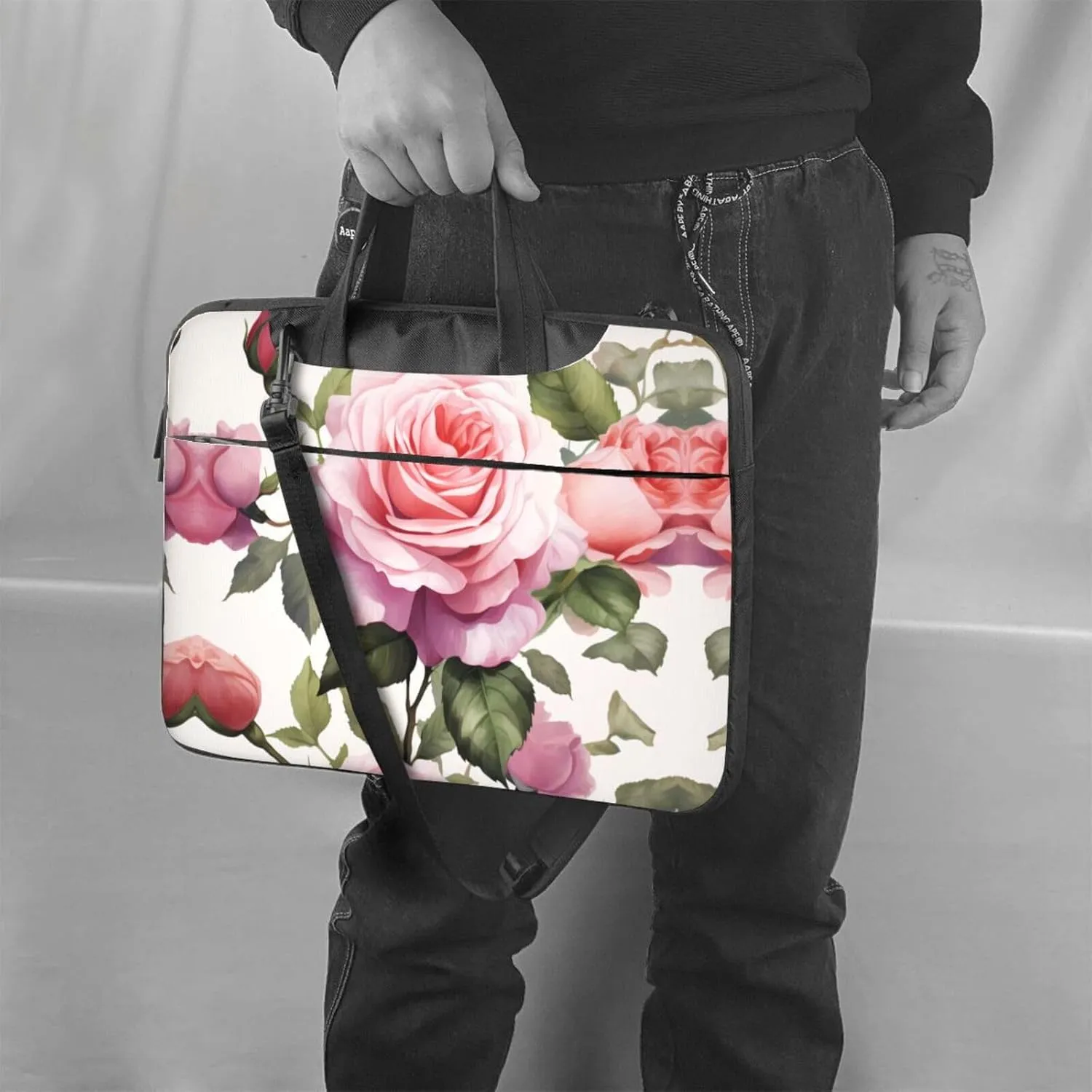 Sunflowers On Blue Sky Print Laptop Bag Neoprene Notebook Computer Messenger Briefcase Cover Pouch Sleeve W/Adjustable Strap