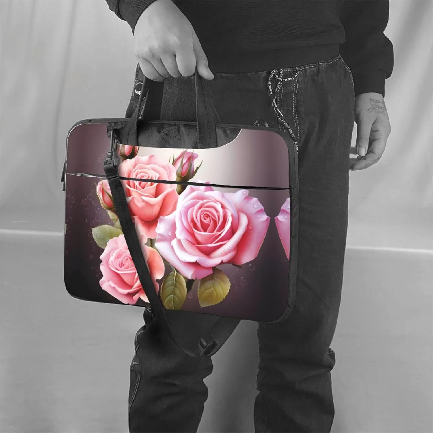 Sunflowers On Blue Sky Print Laptop Bag Neoprene Notebook Computer Messenger Briefcase Cover Pouch Sleeve W/Adjustable Strap