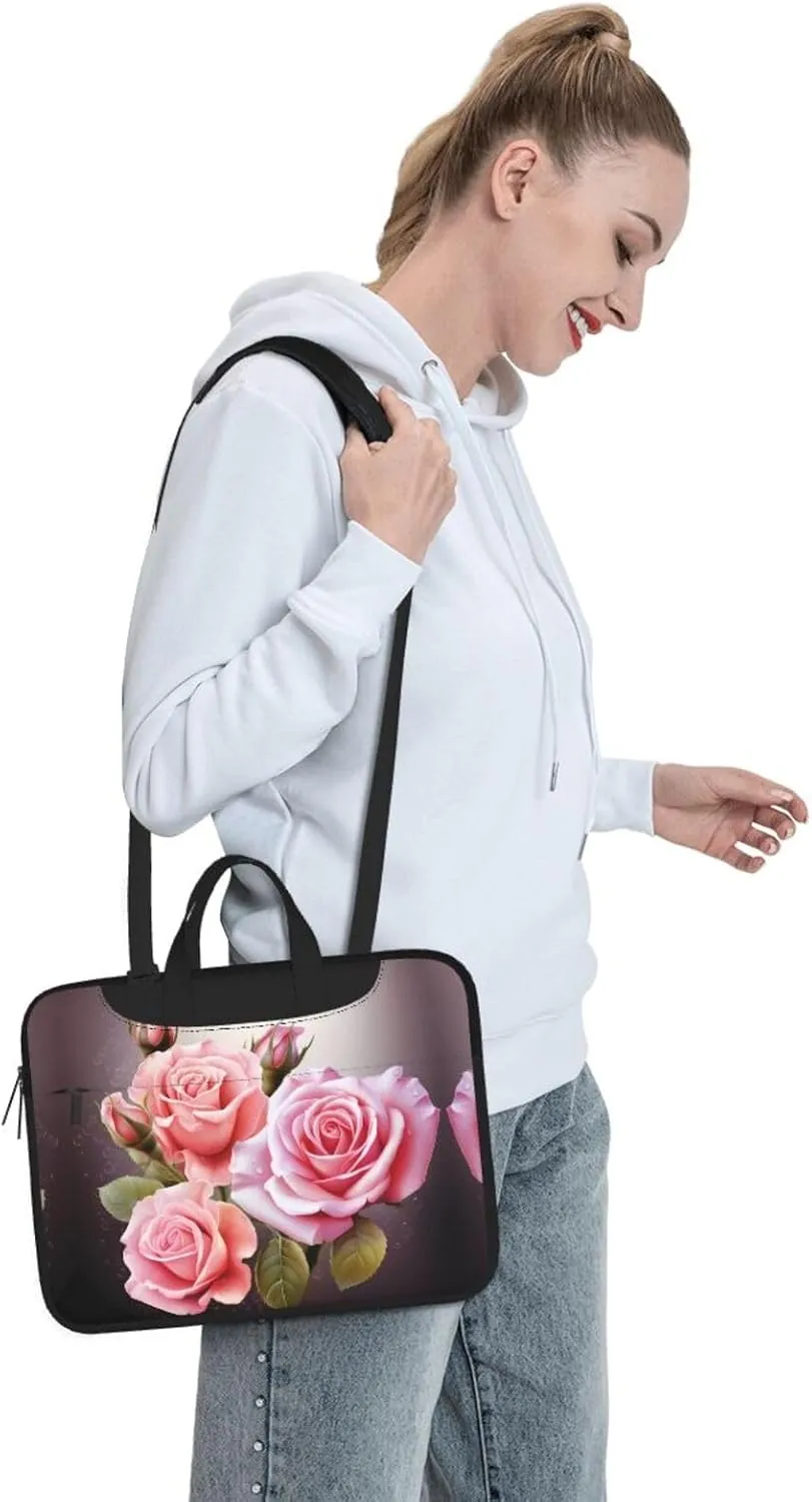 Sunflowers On Blue Sky Print Laptop Bag Neoprene Notebook Computer Messenger Briefcase Cover Pouch Sleeve W/Adjustable Strap