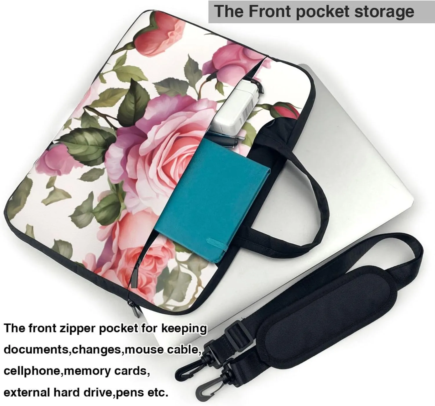 Sunflowers On Blue Sky Print Laptop Bag Neoprene Notebook Computer Messenger Briefcase Cover Pouch Sleeve W/Adjustable Strap