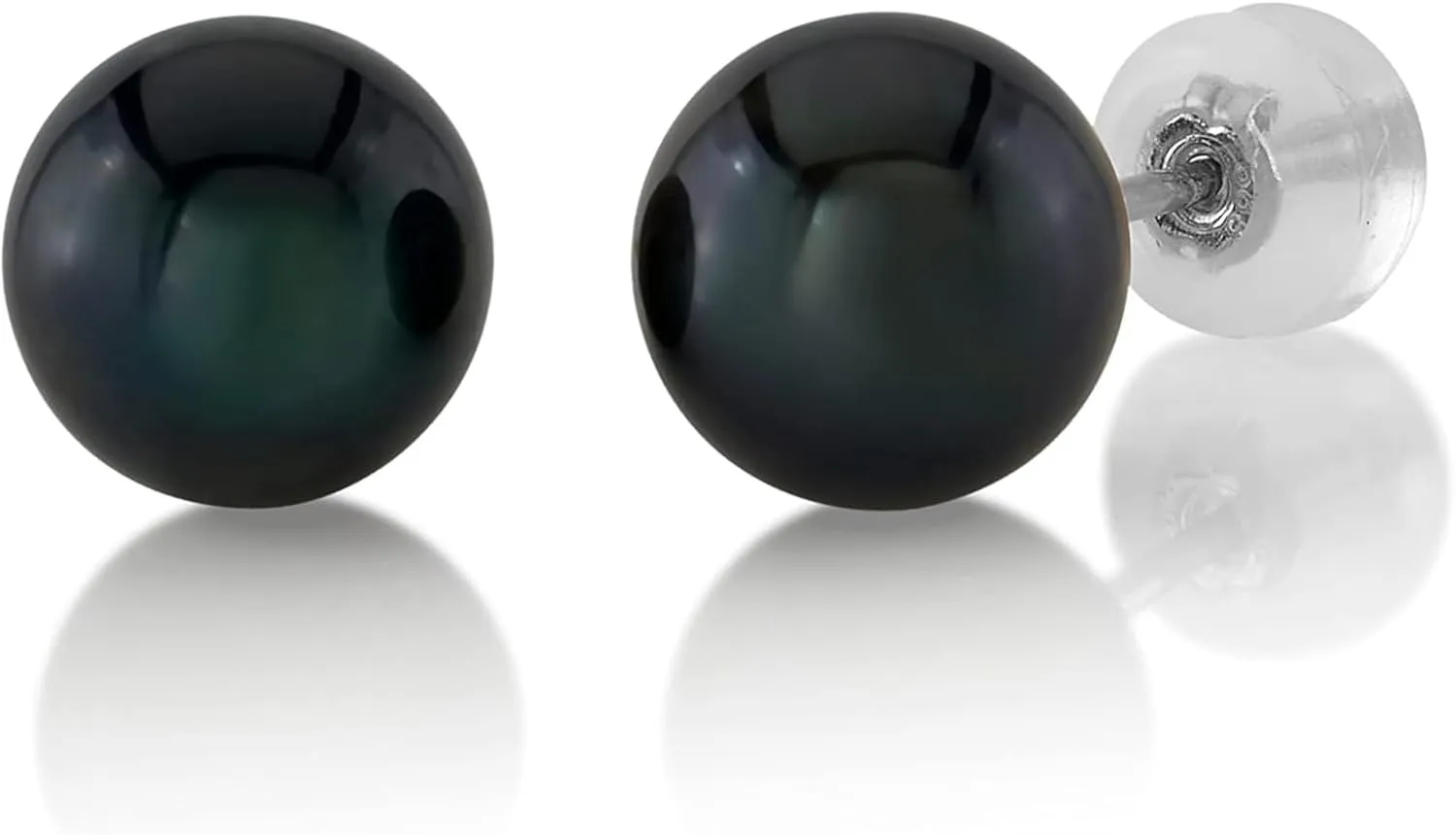 THE PEARL SOURCE 6.5-7.0mm Black Japanese Akoya Real Pearl Earrings for Women - 14k Gold Stud Earrings | Hypoallergenic Earrings with Genuine Cultured Pearls