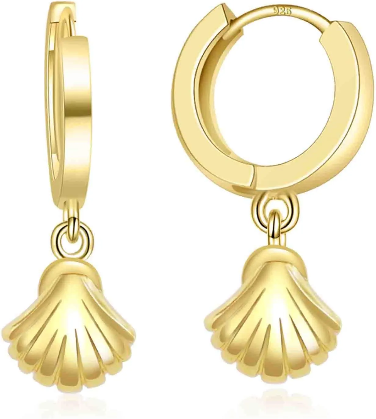 ToHeart Seashell Dangle Earrings Jewelry Gold Dangle Earrings Lightweight Gold Seashell Earrings for Women