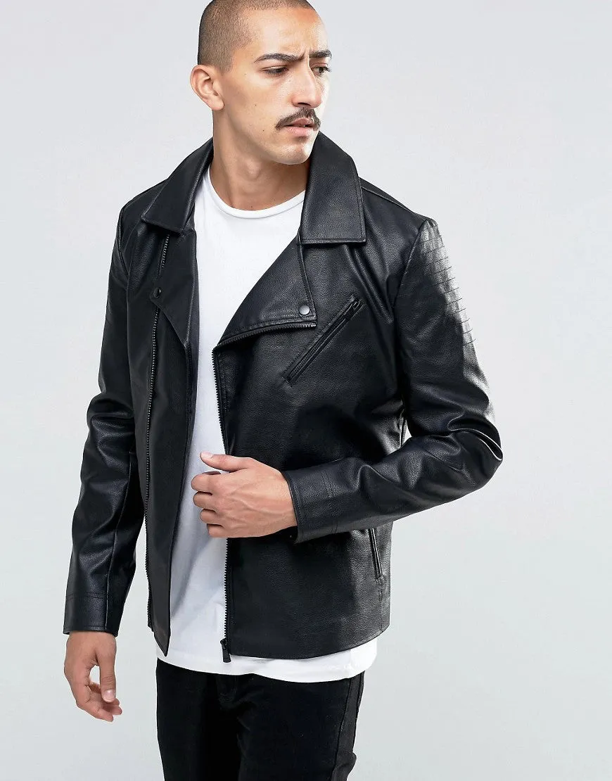 Troy Faux Leather Biker Jacket