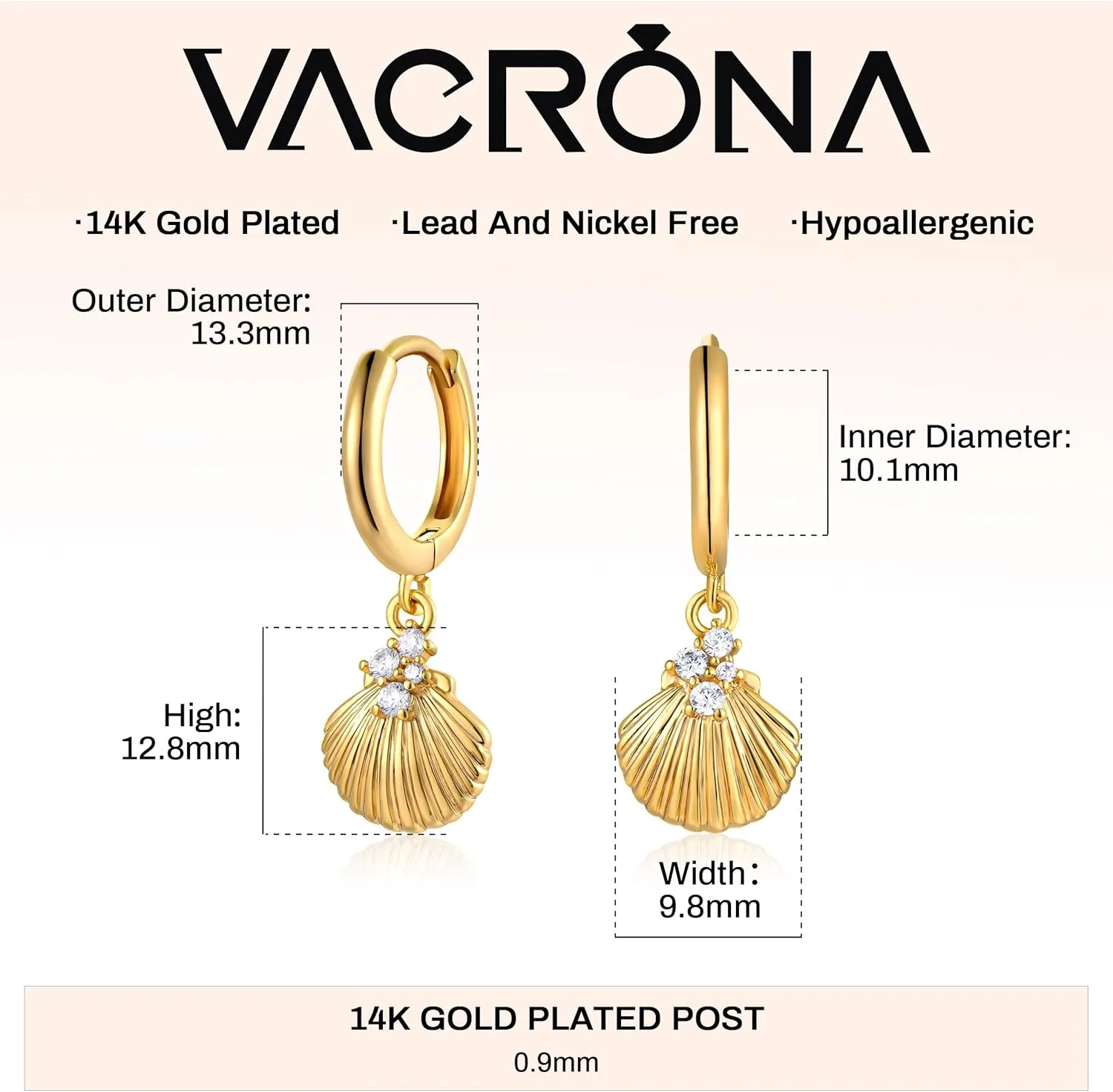 VACRONA Gold Heart Hoop Earrings Huggie Earrings for Women 14k Gold Plated Small Hoops Earrings