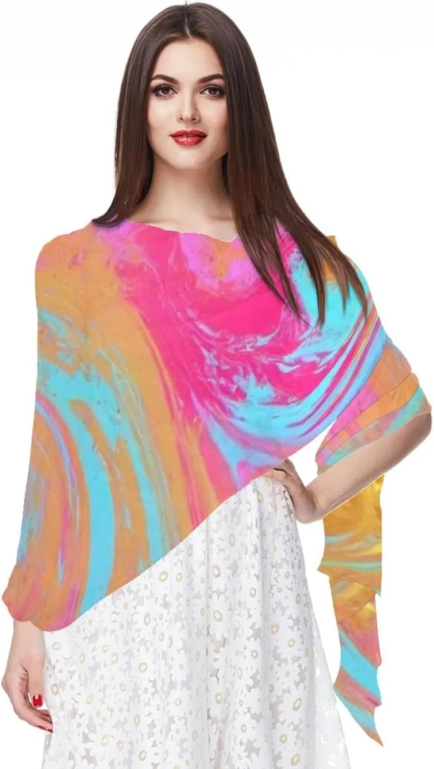 Watercolor Art-809 Women's Chiffon Scarf Lightweight Fashion Sheer Scarfs Shawl Wrap Scarves