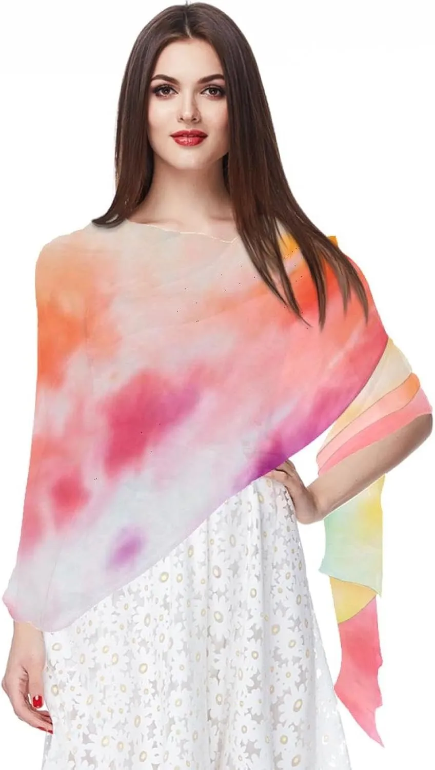 Watercolor Art-823 Women's Chiffon Scarf Lightweight Fashion Sheer Scarfs Shawl Wrap Scarves