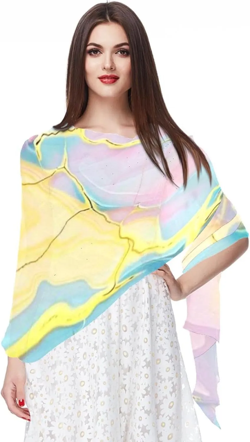 Watercolor Art-851 Women's Chiffon Scarf Lightweight Fashion Sheer Scarfs Shawl Wrap Scarves