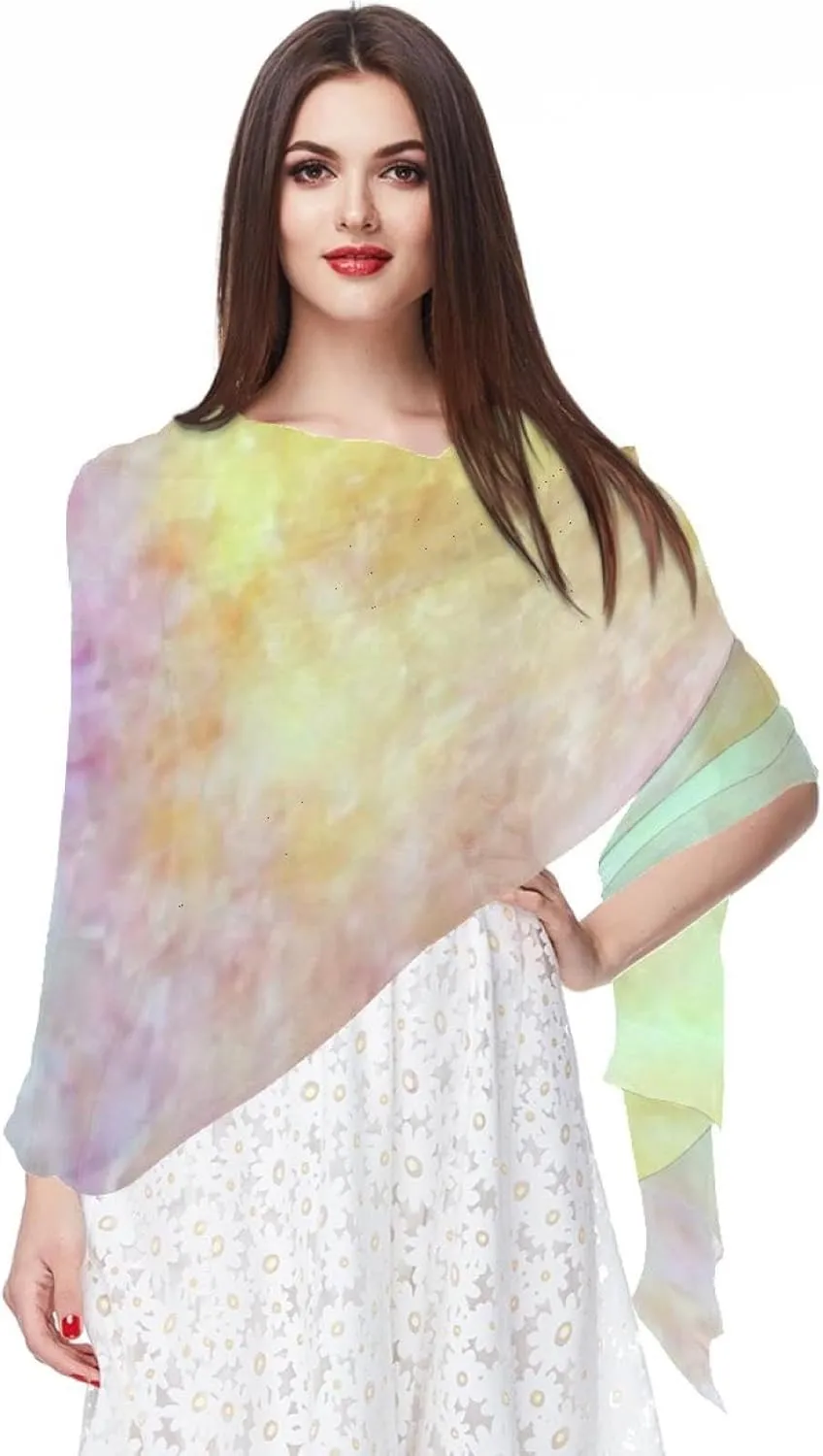 Watercolor Art-893 Women's Chiffon Scarf Lightweight Fashion Sheer Scarfs Shawl Wrap Scarves