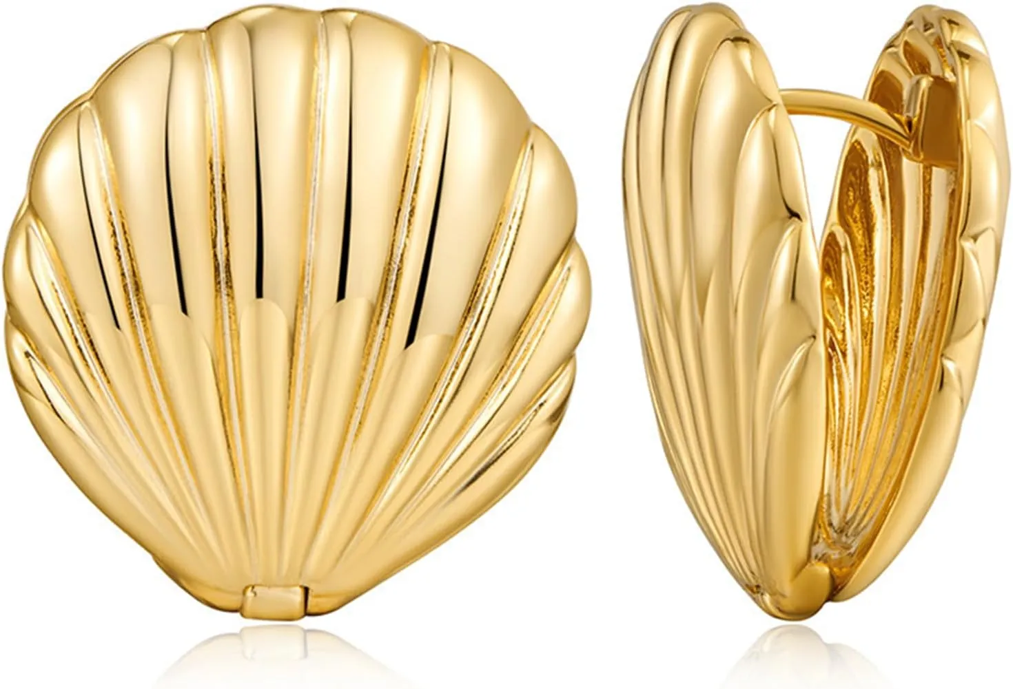 WCRAZYE Gold Seashell Stud Earrings for Women Fashion Ocean Beach Earrings Hypoallergenic Gold Seashel Statement Stud Earrings Summer Nautical Sea Life Jewelry Gifts