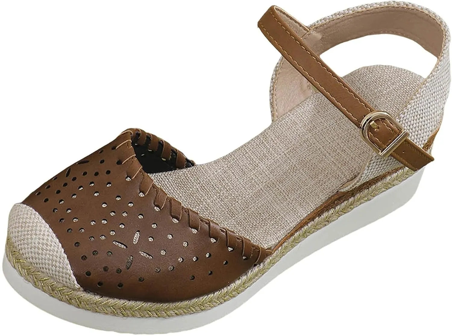Wedge Sandals for Women Summer Arch Support Orthopedic Sandals, Hollow Open Toe Breathable Sandal Comfortable Ankle Strap Platform Sandal Slip on Outdoor Shoes