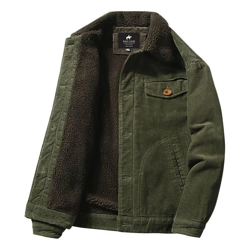 West Louis New Trend Fur Lining Corduroy Jacket