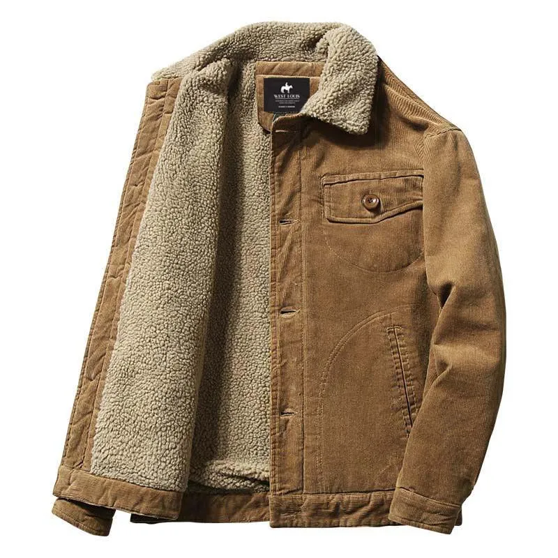 West Louis New Trend Fur Lining Corduroy Jacket