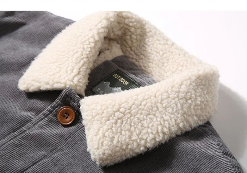 West Louis New Trend Fur Lining Corduroy Jacket