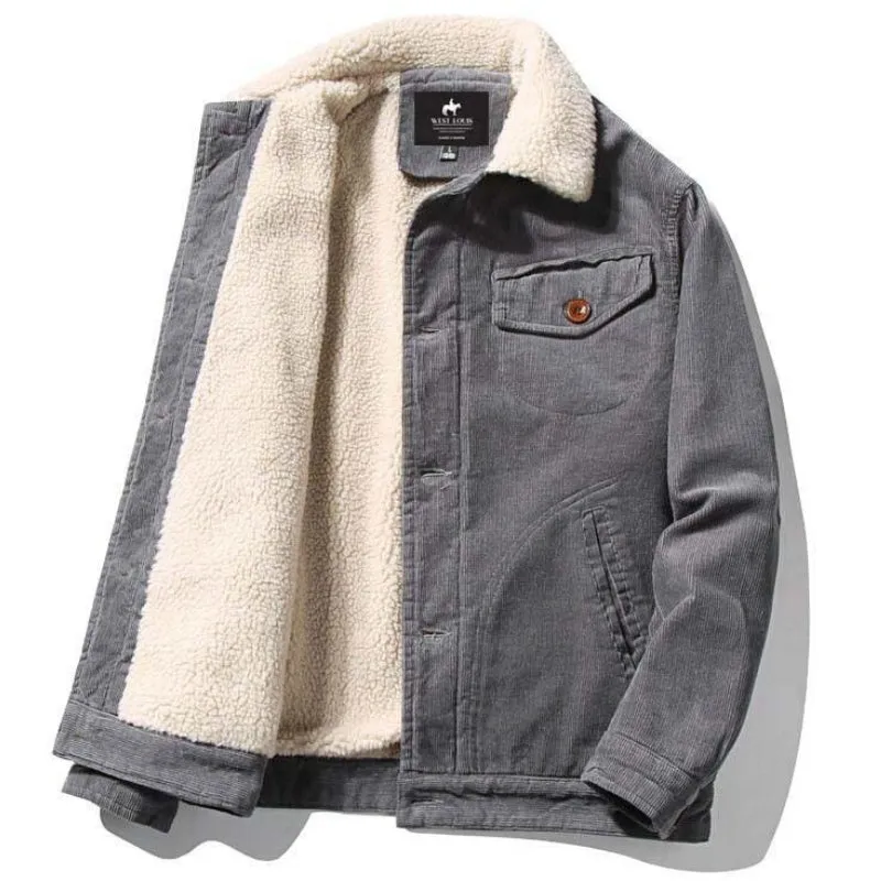 West Louis New Trend Fur Lining Corduroy Jacket