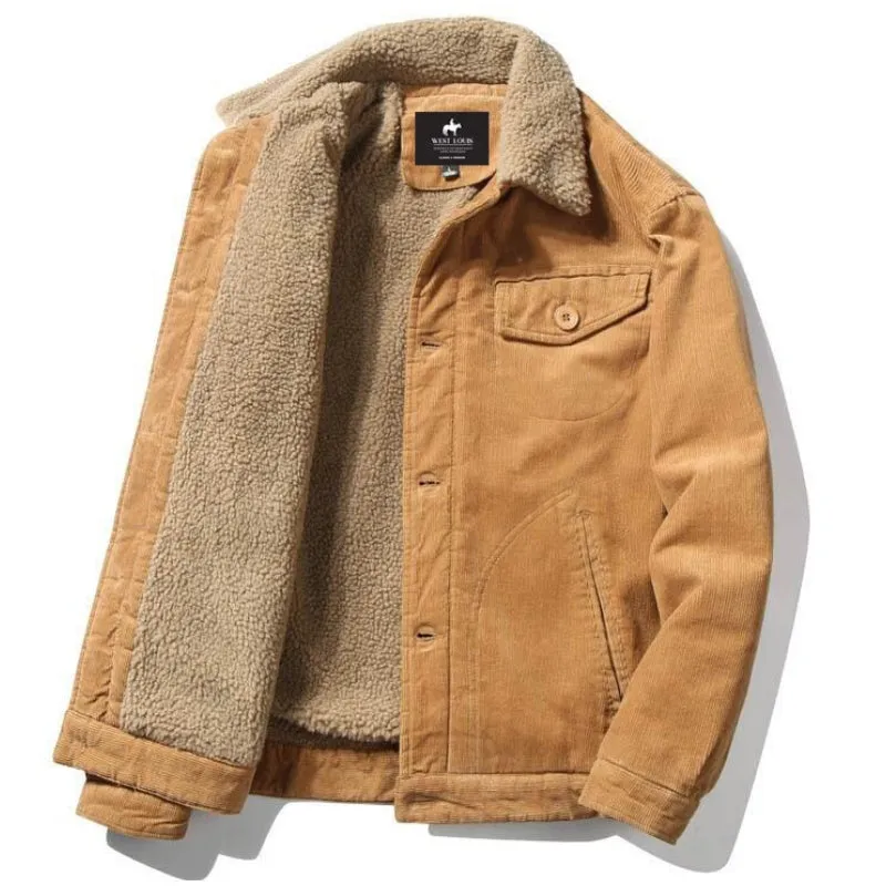 West Louis New Trend Fur Lining Corduroy Jacket