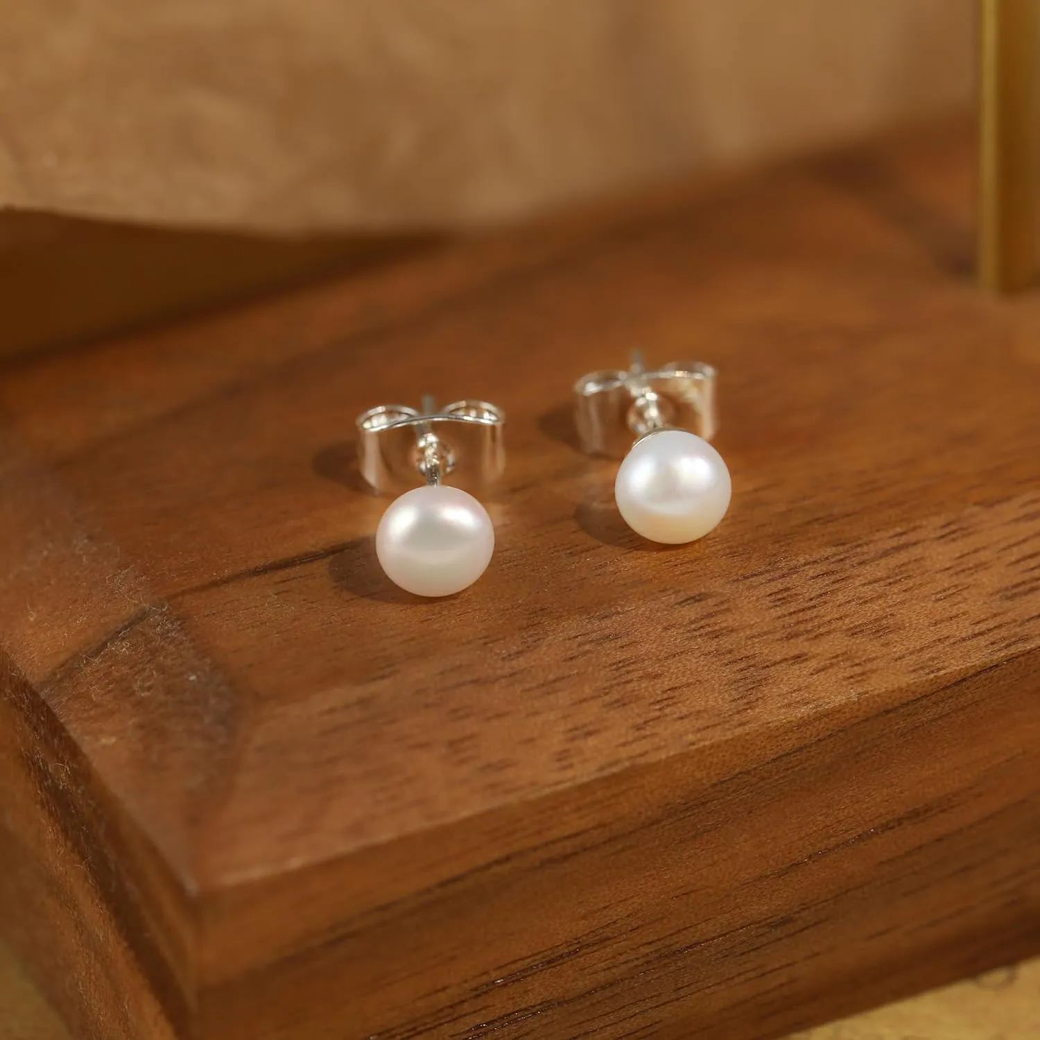 WFYOU Pearl Earrings for Women 925 Sterling Silver Earring 14K Gold Plated Pearls Stud Earrings for Women Trendy White 5 6 7 8 9 10MM Pearl CZ Diamond Hypoallergenic Earring Jewelry Gift