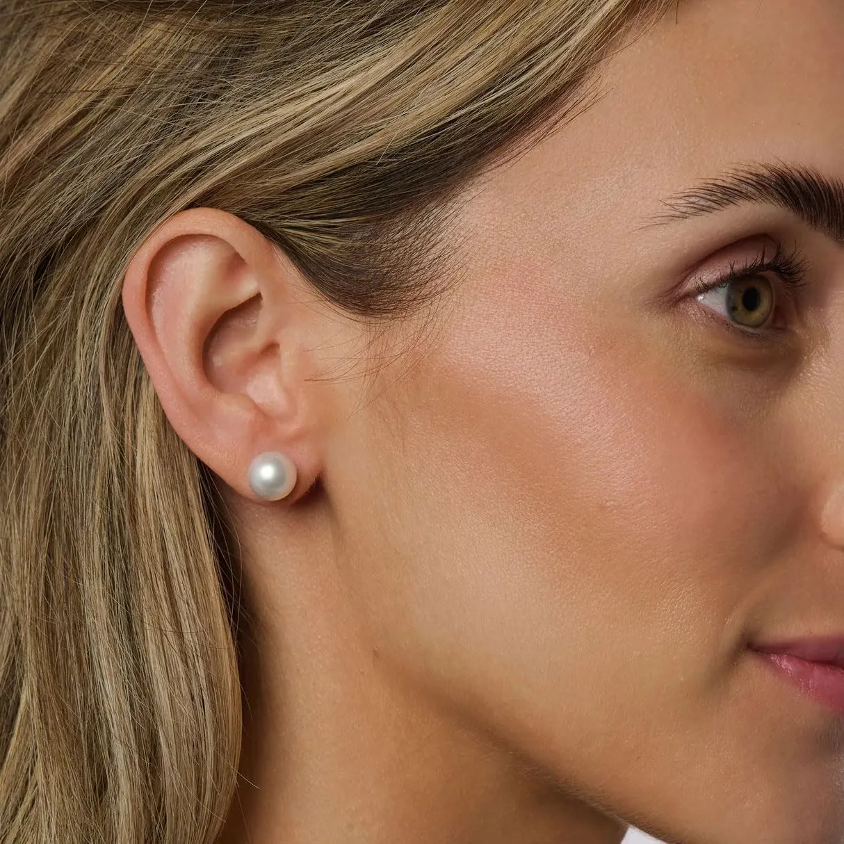 WFYOU Pearl Earrings for Women 925 Sterling Silver Earring 14K Gold Plated Pearls Stud Earrings for Women Trendy White 5 6 7 8 9 10MM Pearl CZ Diamond Hypoallergenic Earring Jewelry Gift