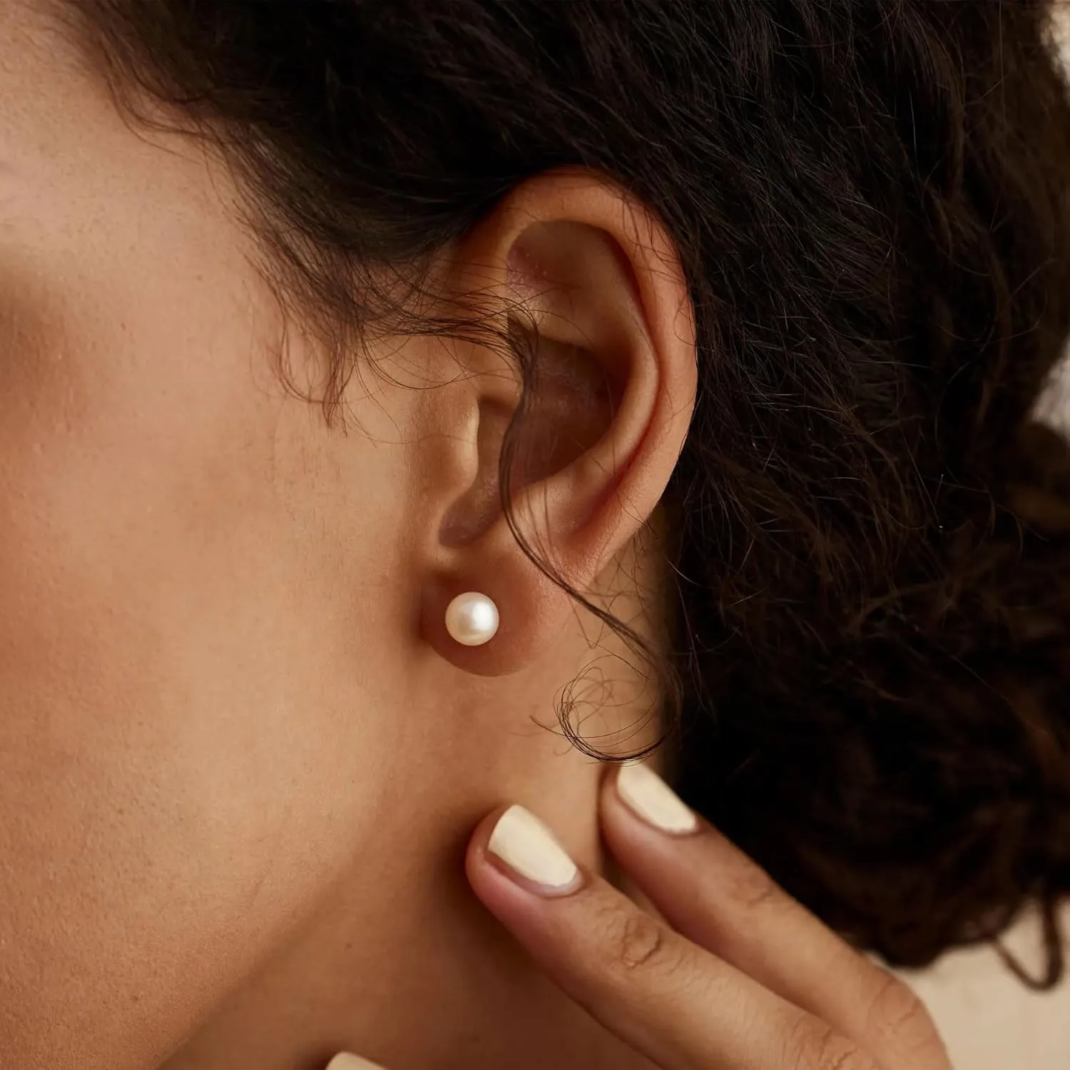 WFYOU Pearl Earrings for Women 925 Sterling Silver Earring 14K Gold Plated Pearls Stud Earrings for Women Trendy White 5 6 7 8 9 10MM Pearl CZ Diamond Hypoallergenic Earring Jewelry Gift