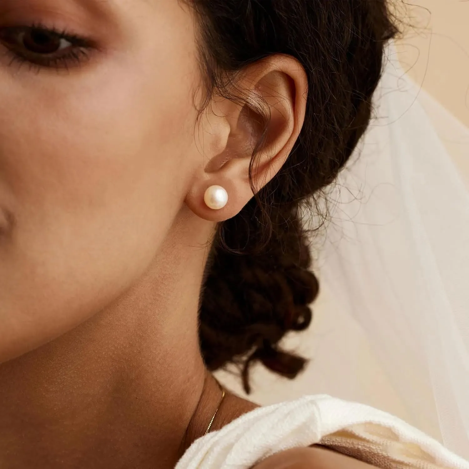 WFYOU Pearl Earrings for Women 925 Sterling Silver Earring 14K Gold Plated Pearls Stud Earrings for Women Trendy White 5 6 7 8 9 10MM Pearl CZ Diamond Hypoallergenic Earring Jewelry Gift