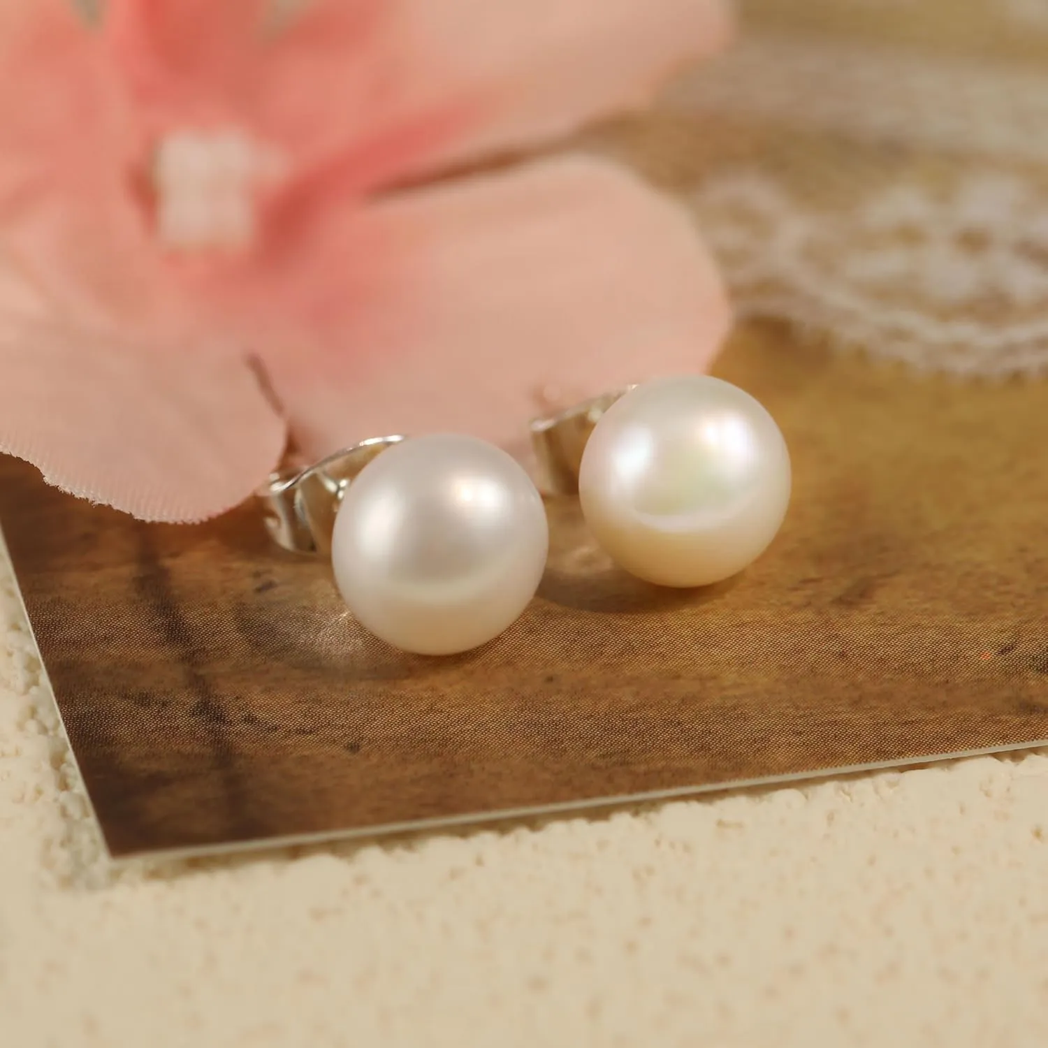 WFYOU Pearl Earrings for Women 925 Sterling Silver Earring 14K Gold Plated Pearls Stud Earrings for Women Trendy White 5 6 7 8 9 10MM Pearl CZ Diamond Hypoallergenic Earring Jewelry Gift