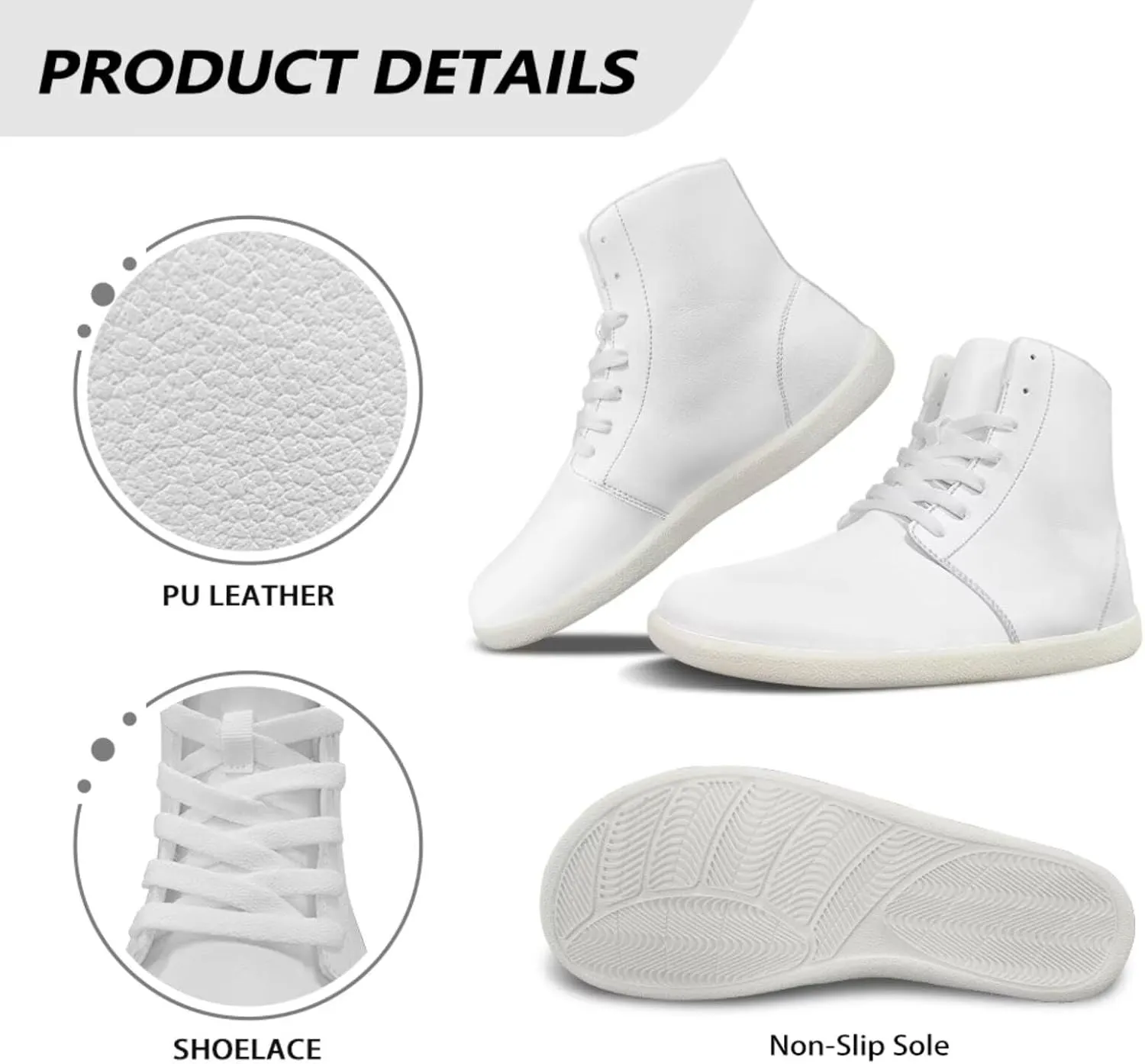 Wide Barefoot Sneakers for Mens Casual Lightweight Walking Shoes Fashion Outdoor Workout Shoe for Climbing Party Size 5-14 White Sole