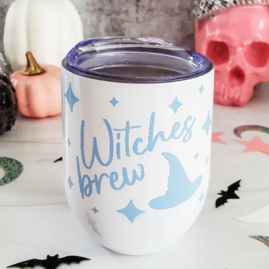 Witches Brew Pastel Halloween Wine Tumbler by Salt and Sparkle