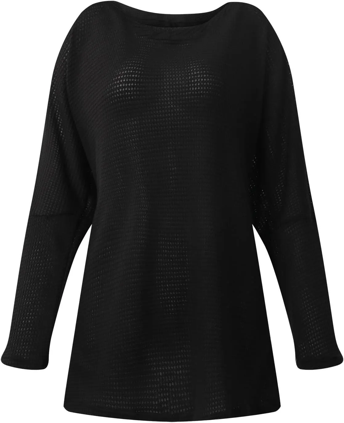 Women Off The Shoulder Sweater Top Oversized Waffle Knit Shirt Long Sleeve Boat Neck Batwing Tunic Pullover Sweaters