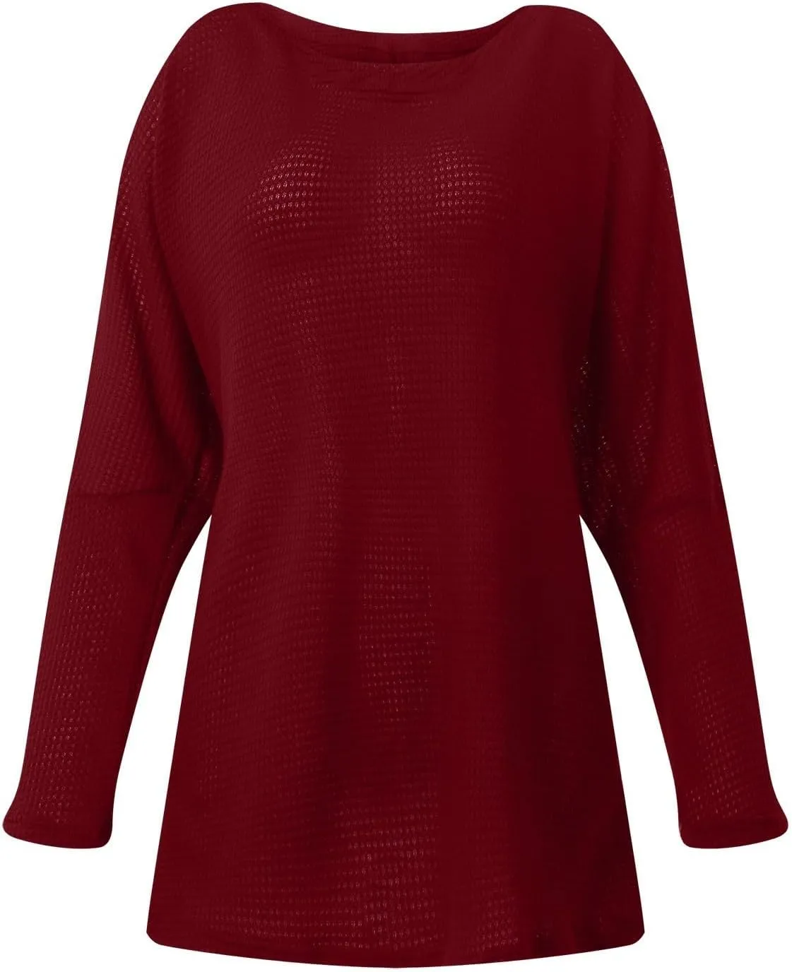 Women Off The Shoulder Sweater Top Oversized Waffle Knit Shirt Long Sleeve Boat Neck Batwing Tunic Pullover Sweaters
