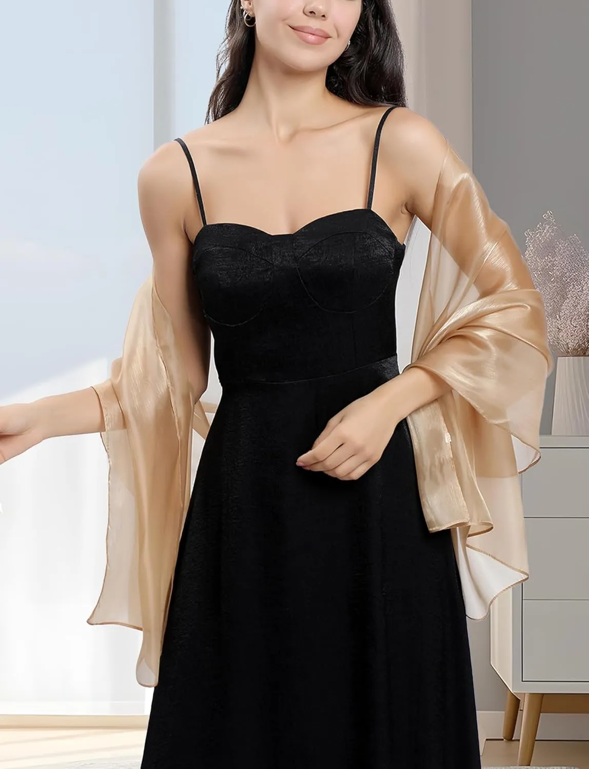 Women Silk Satin Shawl Silky Scarf Lightweight Wraps for Evening Party Wedding