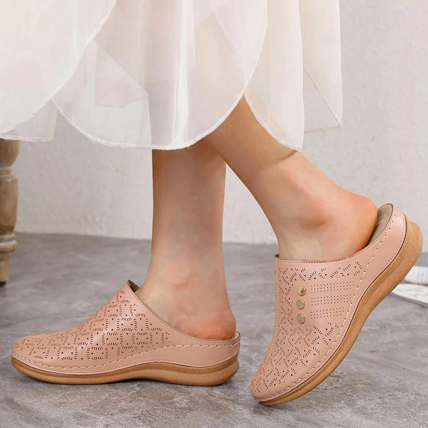 Women Wedge Sandals Summer Closed Toe Dress Platform Mule Orthopedic Slides Comfortable Clogs with Arch Support