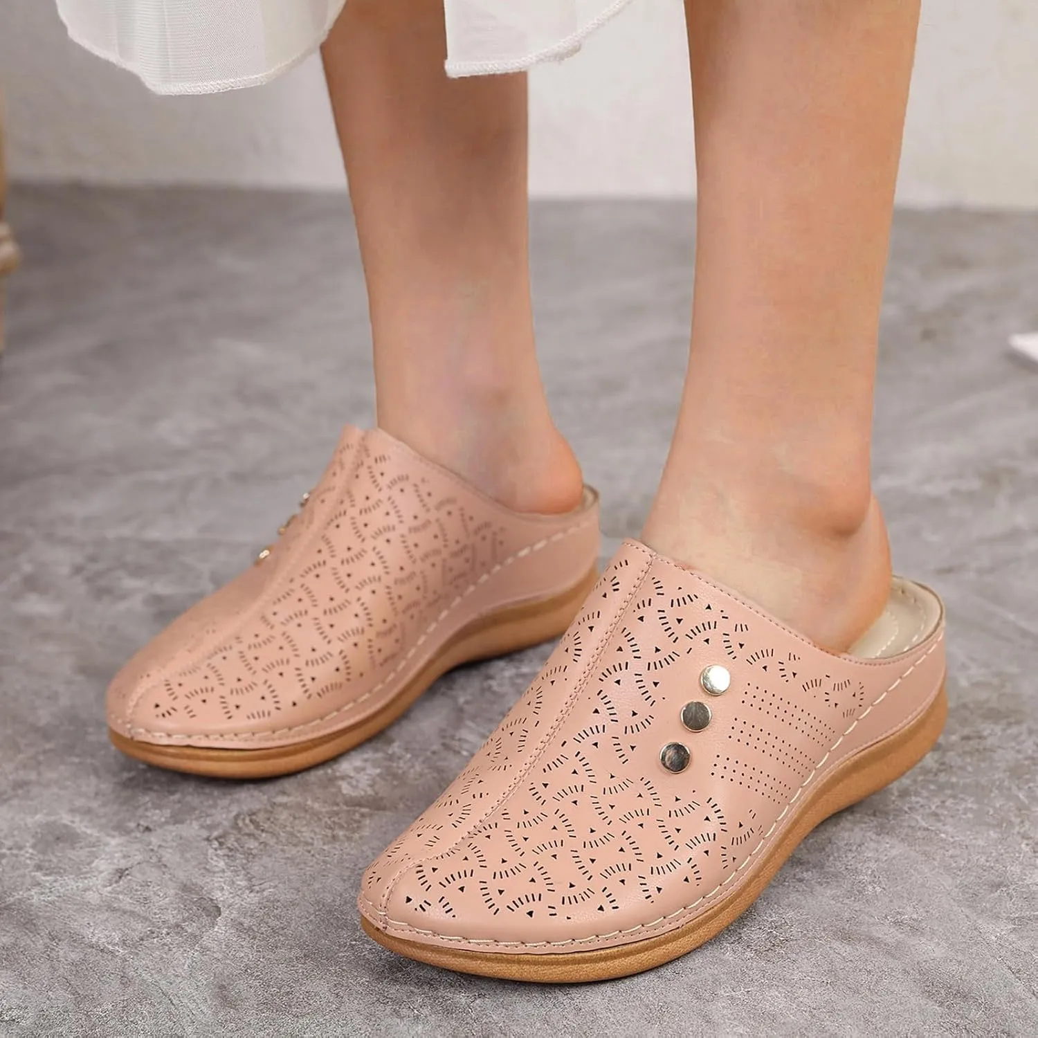 Women Wedge Sandals Summer Closed Toe Dress Platform Mule Orthopedic Slides Comfortable Clogs with Arch Support
