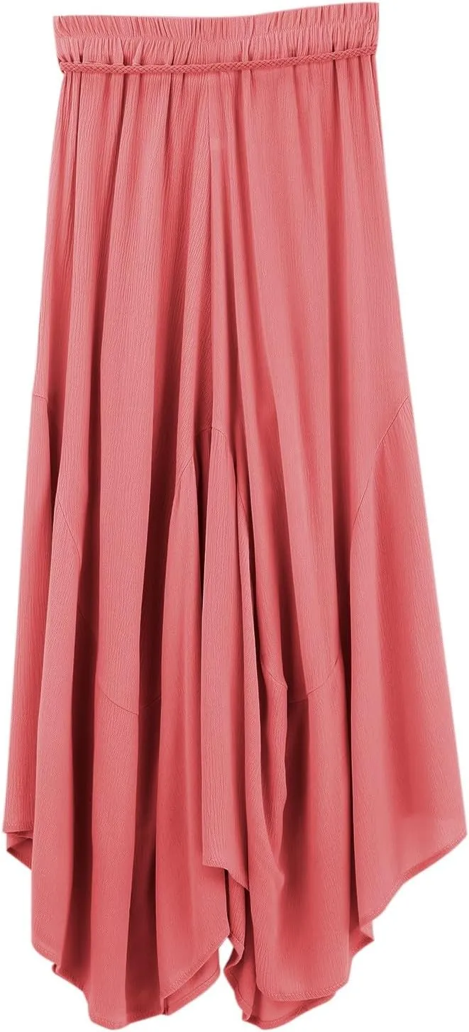 Women's 2 Piece Outfits Casual Skirt Sets 3/4 Sleeve Tops Loose Flowy Irregular Midi Skirts 2025 Matching Outfits
